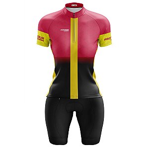 Conjunto Ciclismo Bermuda e Camisa Feminino Escuderia Forro em espuma