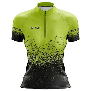 Camisa Ciclismo Feminina Manga Curta Respingos Fluor dry fit proteção UV+50