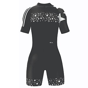 Macaquinho Ciclismo Feminino Mang curta Star Black