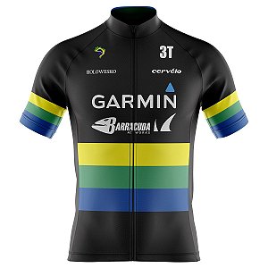 Camisa Ciclismo Masculina Zíper Total Garmin Brasil Nova