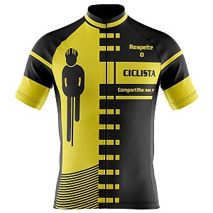 Camisa Ciclismo Masculina Manga Curta Zíper Total Respeite o Ciclista Dry Fit Proteção UV+50