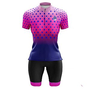 Conjunto Ciclismo Bermuda e Camisa Feminino Pro Tour Bolinhas 