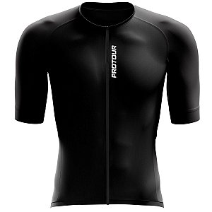 Camisa Ciclismo Masculina Premium Pro Tour Black Unissex Proteção UV+50 Barra Siliconada