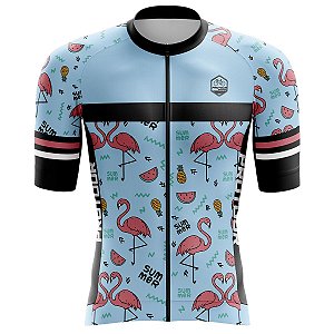 Camisa Ciclismo Pro Tour Premium Flamingos UV+50 Barra Siliconada