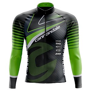 Camisa Ciclismo Manga Longa Masculina Cannondale Verdinha Dry Fit Proteção UV+50