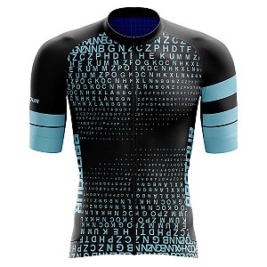 Camisa Ciclismo Pro Tour Premium Letras Azuis Unissex Proteção UV+50 Barra Siliconada