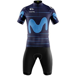 Conjunto Ciclismo Moutain Bike Bermuda e Camisa Masculina Movistar