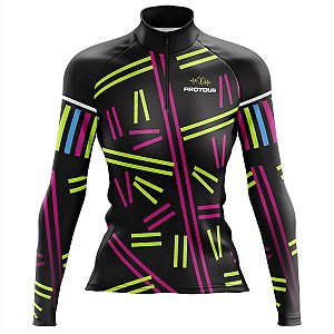 Camisa Ciclismo MTB Feminina Pro Tour Granulado Flúor proteção UV+50