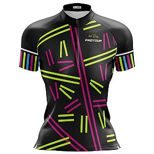Camisa Ciclismo Mountain Bike Feminina Granulado Amarelo flúor proteção UV+50