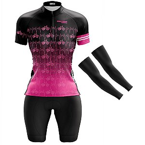 Conjunto Bermuda e Camisa Feminina Pro Tour Chiclete Forro em Espuma