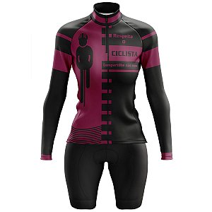 Conjunto Ciclismo Bermuda Camisa Feminino Respeite Longa