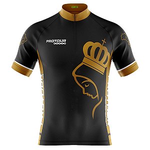 Camisa Ciclismo Masculina Manga Curta Santa Dourada proteção UV+50