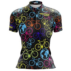 Camisa Ciclismo Mountain Bike Feminina World Tour Proteção UV+50