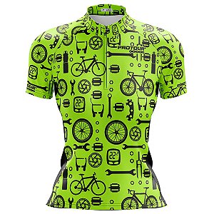 Camisa Ciclismo Mountain Bike Feminina Peçinhas Flúor Proteção UV+50