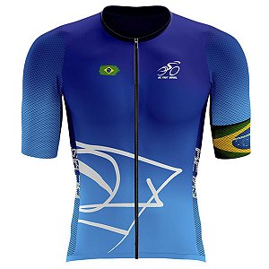 Camisa Ciclismo Pro Tour Premium Brasil Azul BF Proteção UV+50