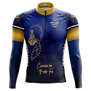 Camisa Masculina Manga Longa Pro Tour Santa Dourada Proteção UV+50