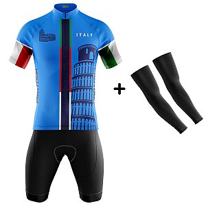 Conjunto Bermurda e Camisa Ciclismo Moutain Bike Masculino Coliseu Com Bolsos UV 50+