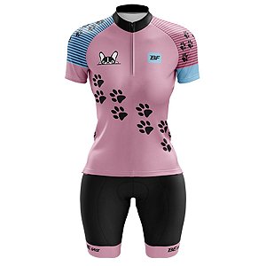 Conjunto Ciclismo Bermuda e Camisa Feminino Cachorritos Forro em Espuma