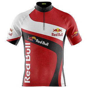 Camisa Ciclismo Masculina Manga Curta Red Bull Rua Vermelho Proteção UV+50
