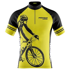 Camisa Ciclismo Manga Curta Masculina Bike Amarela Proteção UV+50
