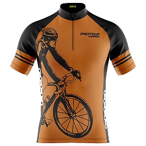Camisa Ciclismo Manga Curta Masculina Bike Laranja Proteção UV+50