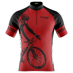 Camisa Ciclismo Manga Curta Masculina Bike Vermelho Proteção UV+50
