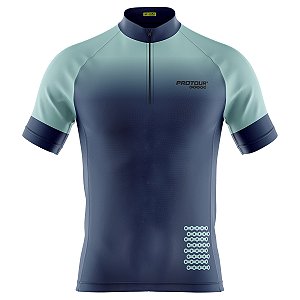 Camisa Ciclismo Manga Curta Mountain Bike Masculina Pro Tour Azul Degrade Proteção UV+50