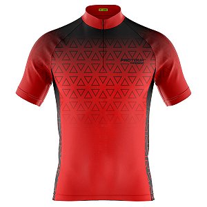 Camisa Ciclismo Manga Curta MTB Masculina Pro Tour Vermelho Degrade Proteção UV+50