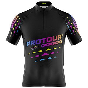 Camisa Ciclismo Manga Curta Masculina Pro Tour Colorido Proteção UV+50