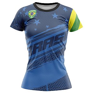 Camisa Dry Fit Feminina Corrida Academia Brasil Cycling Dia a Dia