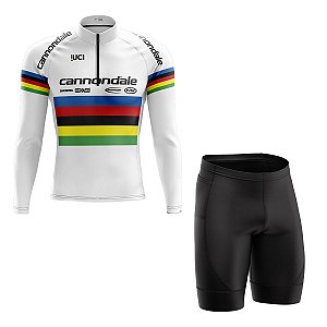 Conjunto Ciclismo Masculino Manga Longa Cannondale Branca