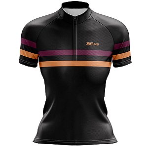 Camisa Ciclismo MTB Bike Feminina Listras Roxa Proteção UV+50
