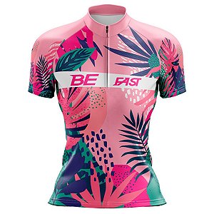 Camisa Ciclismo MTB Bike Feminina Folhas Tropical Proteção UV+50