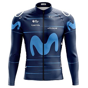 Camisa Ciclismo Mountain Bike Masculina Movistar 2022 Zíper Full