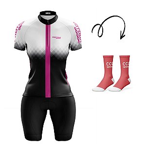 Conjunto Ciclismo Bermuda Camisa Feminino Pro Tour Aurora Forro em Espuma