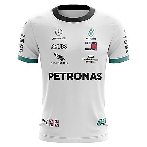 Camisa Casual Masculina Manga Curta Petronas 2023 Branca Uv+50