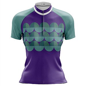 Camisa Ciclismo Feminina Manga Curta Pro Tour Ondas Proteção Uv+50