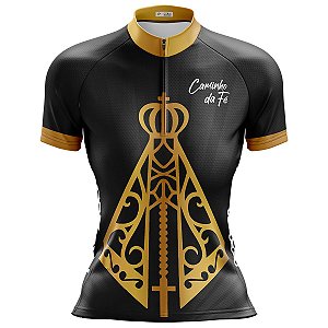 Camisa Ciclismo Feminina Manga Curta Pro Tour Santa Dourada 2.0 Proteção Uv+50
