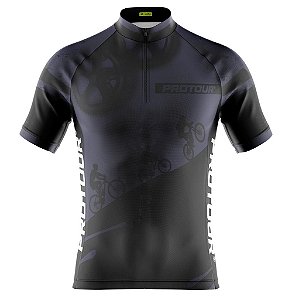 Camisa Ciclismo Masculina Pro Tour Respeite O Ciclsita Preta Com Bolsos UV 50+