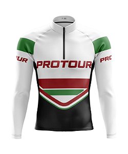 Camisa Ciclismo Masculina Manga Longa Pro Tour Itália Com Bolsos UV 50+