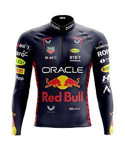 Camisa Ciclismo Masculina Manga Longa Red Bull F1 Com Bolsos Uv 50+