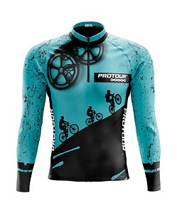 Camisa Ciclismo Masculina Manga Longa Respeite o Ciclista 2.0 Azul com bolsos UV 50+