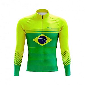 Camisa Ciclismo Masculina Manga Longa BeFast Brasil com bolsos UV 50+