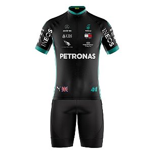 Conjunto Ciclismo MTB Bike Bermuda Forro Espuma e Camisa Manga Curta Petronas Team