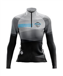 Camisa de Ciclismo Feminina Manga Longa Pro Tour Linhas Flutuantes com Bolsos UV 50+