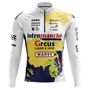 Camisa Ciclismo Masculina Intermarché Circus Wanty Com Bolsos Uv 50+