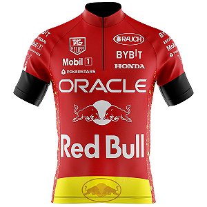 Camisa Ciclismo Masculina Pro Tour Red Bull Vermelha Com Bolsos UV 50+
