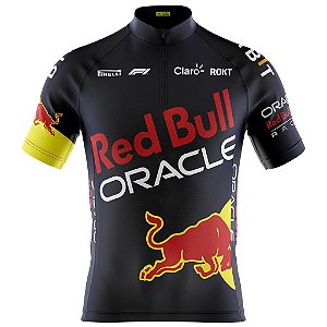 Camisa Ciclismo Masculina Red Bull Azul Com Bolsos Uv 50+