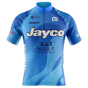 Camisa Ciclismo Masculina Jayco Azul Com Bolsos Uv 50+