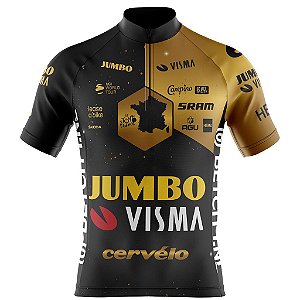 Camisa Ciclismo Masculina Jumbo Triplice Voltas Tour Com Bolsos Uv 50+